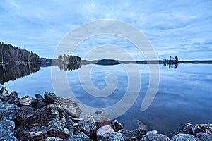 Beautiful shot of the Ruotsalanien Lake during the day in Finland