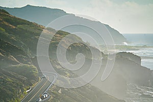 Beautiful shot of rural roads on cliffs near the seashore