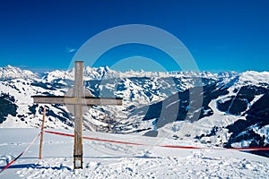 Beautiful shot of Saalbach ski resort during winter time