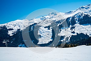 Beautiful shot of Saalbach ski resort during winter time