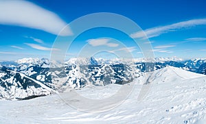 Beautiful shot of Saalbach ski resort during winter time