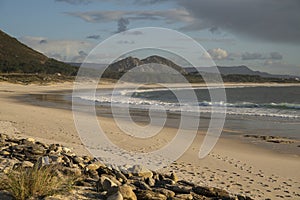 Beautiful shot of scenic Larino beach, Galicia, Spain photo