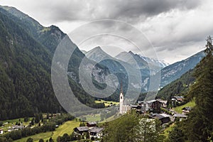 Beautiful shot of a small valley community with the famous in Heiligenblut, Karnten, Austria