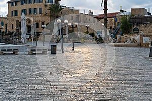 Beautiful shot of Tel Aviv streets and buildings in Yaffo Israel