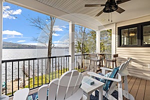 Beautiful shot of a terrace of a modern house with comfy chairs