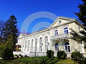 Beautiful shot of a two-storied hotel in Spa Park in Jelenia GÃ³ra, Poland.