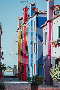 Beautiful shot of vibrant scenery around the streets of Burano, Venice, Italy