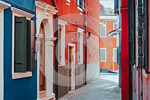 Beautiful shot of vibrant scenery around the streets of Burano, Venice, Italy