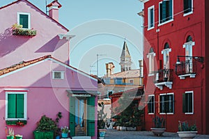 Beautiful shot of vibrant scenery around the streets of Burano, Venice, Italy