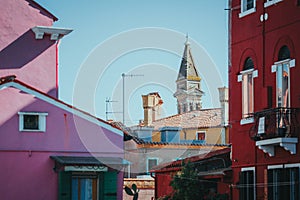 Beautiful shot of vibrant scenery around the streets of Burano, Venice, Italy