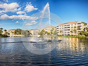 Beautiful shot of water squirting on a fountain