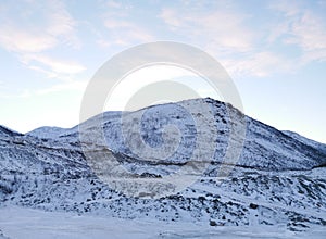 Beautiful shot of the winter in the Arctic region, Kvaloya Island, Tromso, Norway