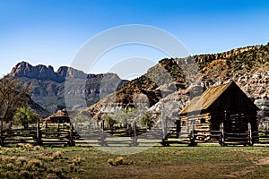 Beautiful shot of wooden cabins in Grafton ghost town