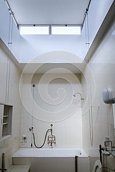 Beautiful shower bath tub in modern functionalism bathroom photo