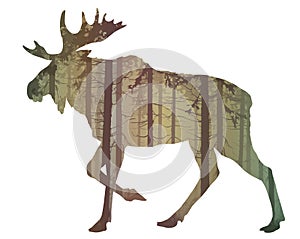 Beautiful silhouette of a running moose for your design