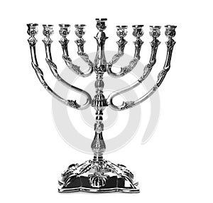 Beautiful silver hanukkah menorah