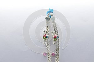 Beautiful silver leg chain with flower design anklet