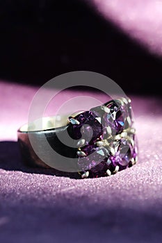 Beautiful silver ring with purple sapphire