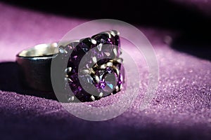 Beautiful silver ring with purple sapphire