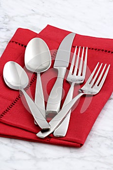 Beautiful silverware on fine napkin