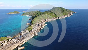 Beautiful Similan Island Number 4 Aerial View. HD Slowmotion. Andaman Sea, Thailand.