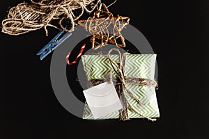 Beautiful simple present in amazing green wrapping paper with gr