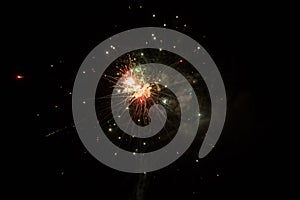 Beautiful single firework isolated on black background