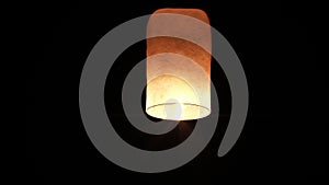 Beautiful Single Paper Lantern flying Slow. Isolated on Black background. No people. 3d animation. HD 1080
