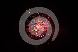 Beautiful single Red Firework isolated on black background