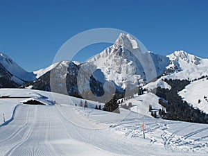Beautiful ski area Eggli, mountains