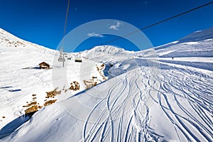 Beautiful ski slopes in Dolomites, Italy