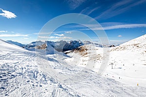 Beautiful ski slopes in Dolomites, Italy