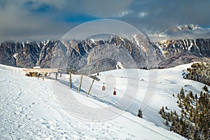 Beautiful ski slopes and winter scenery, Azuga, Prahova valley, Romania