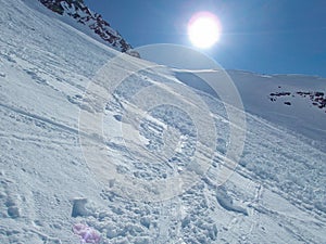 Beautiful skitouring spring season in otztal alps