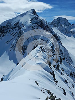 Beautiful skitouring in winter alps