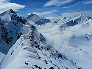 Beautiful skitouring in winter alps