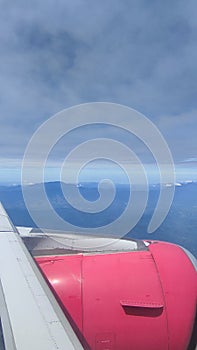 The beautiful sky above the clouds from the plane