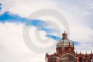 Beautiful sky and church in Taxco, Guerrero at Mexico.