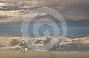 Beautiful sky with clouds background. The softness of the clouds and the brightness of the sky. Light blue background