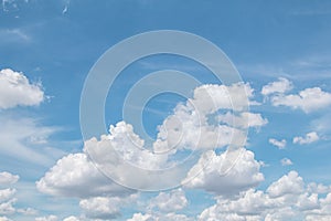 Beautiful sky and clouds in soft color.Soft  cloud in the sky background blue tone.