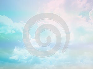 Beautiful sky and clouds in soft pastel color.Soft cloud in the sky background colorful pastel tone