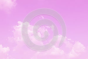 Beautiful sky and clouds in soft pastel color.Soft  pink cloud in the sky background colorful pastel tone.