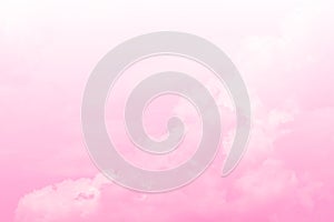 Beautiful sky and clouds in soft pastel color.Soft  pink cloud in the sky background colorful pastel tone.