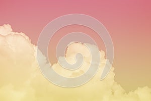 Beautiful sky and clouds in soft pastel color.Soft  pink cloud in the sky background colorful pastel tone.