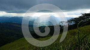 Beautiful sky lights Hanthana mountain in sri Lanka