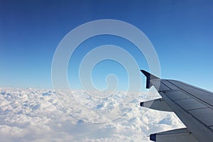 Beautiful sky with plane wings