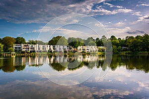 Beautiful sky reflecting in Wilde Lake, in Columbia, Maryland.