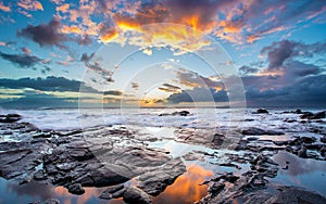 Beautiful sky and rocky shore on the island of Maui, Hawaii