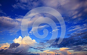 Beautiful sky scape of clouds in rainy season with morning light