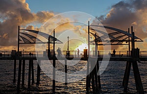 Beautiful Sky and Silhouettes, Redondo Beach Pier, Los Angeles County, California